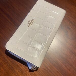 Coach White Croc-Embossed Wallet